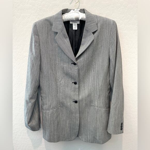PENDLETON | Tall Vintage Gray Blazer 100% Virgin Wool Made in USA | Size 8 - Picture 1 of 8